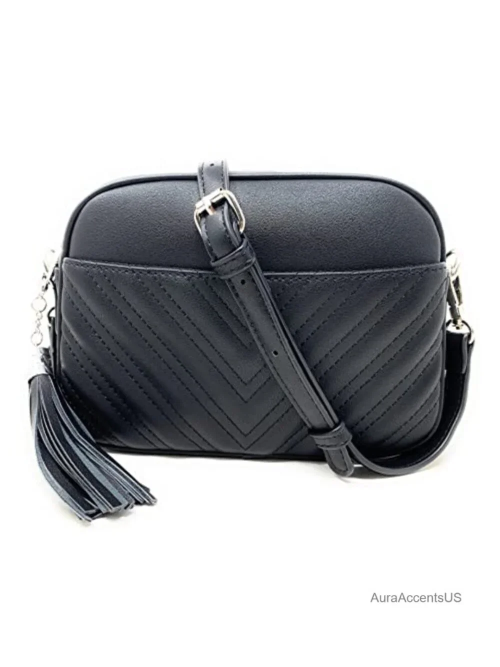 Quilted Crossbody Bag with PU Leather, Adjustable Strap, Multiple Pockets